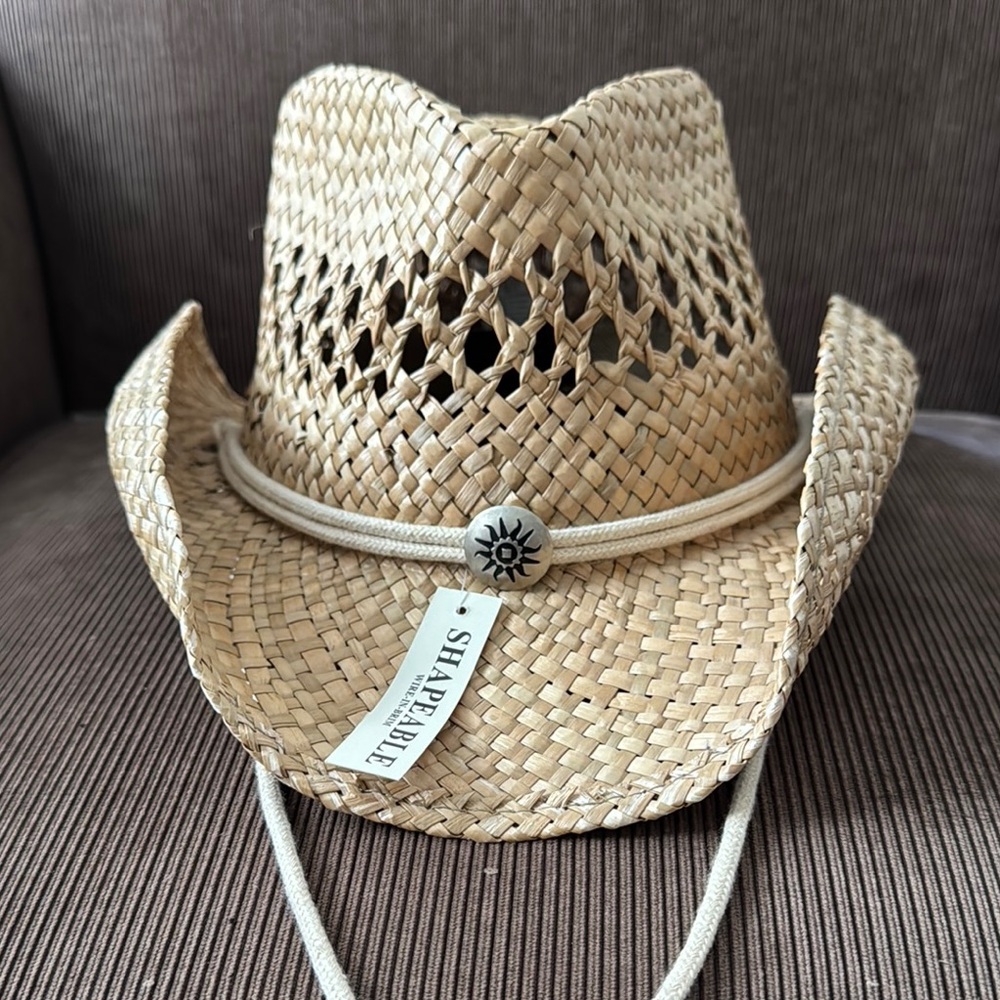 Shapely Tan Straw Cowboy Hat